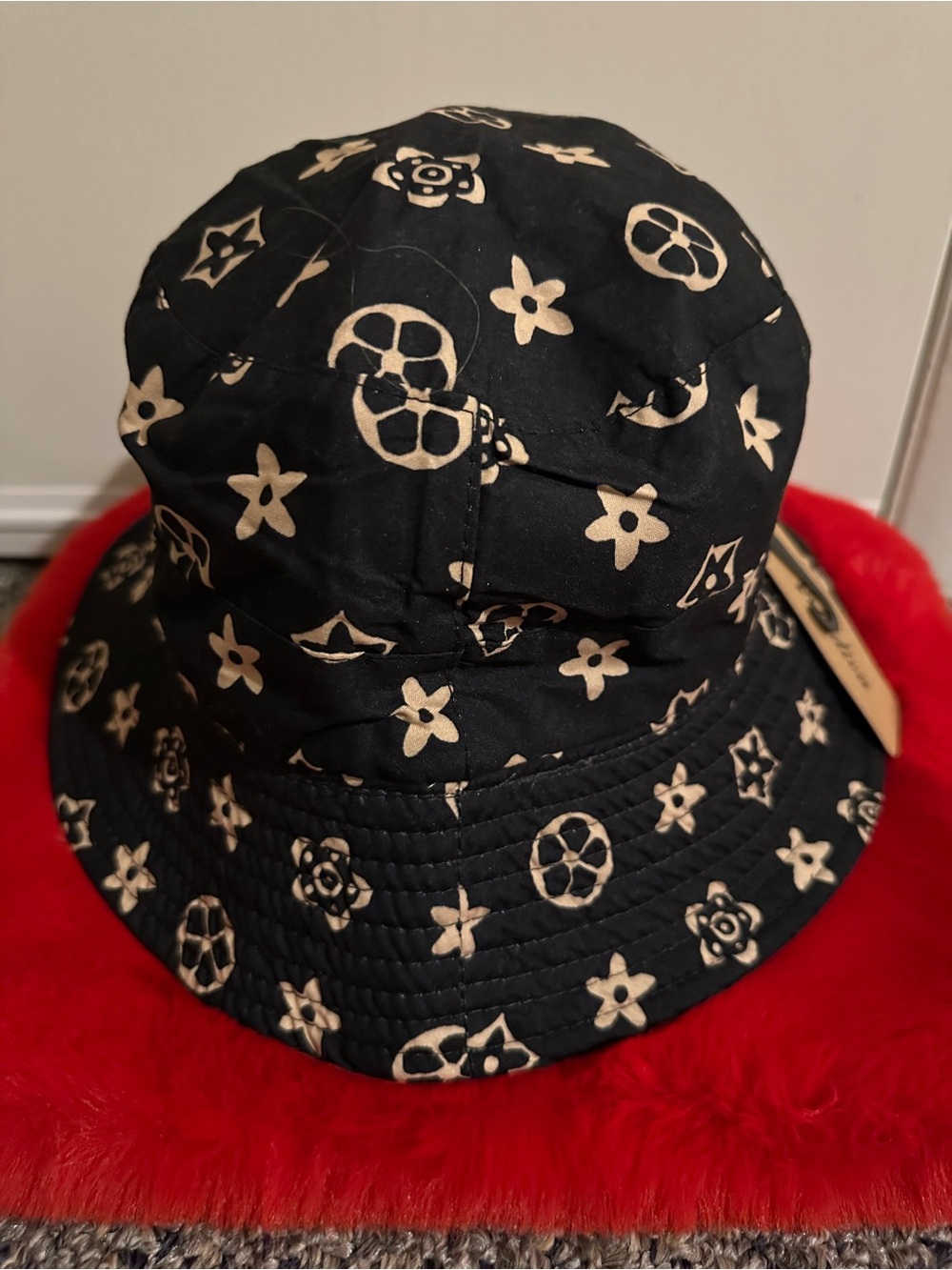 Black Floral Print Bucket Hat